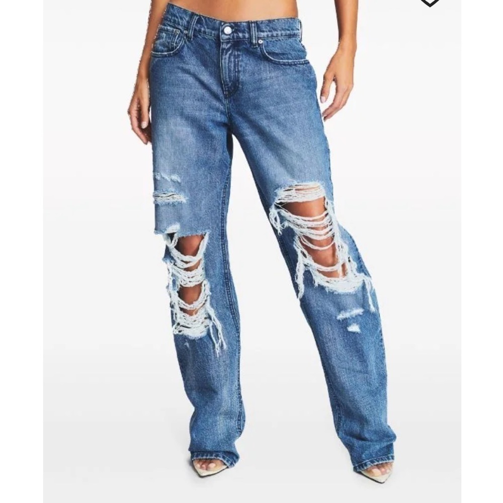 NEW Retrofete Chris Low-Rise Loose Fit Distressed Organic Cotton Jeans